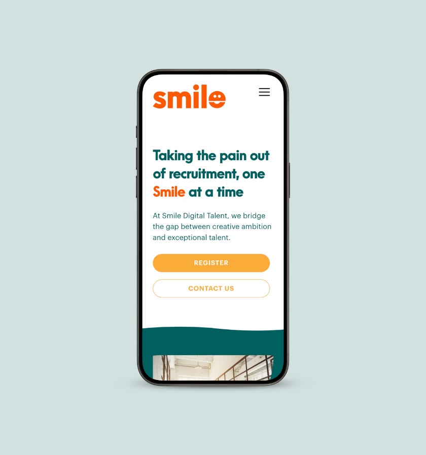 Smile Digital Talent website on mobile