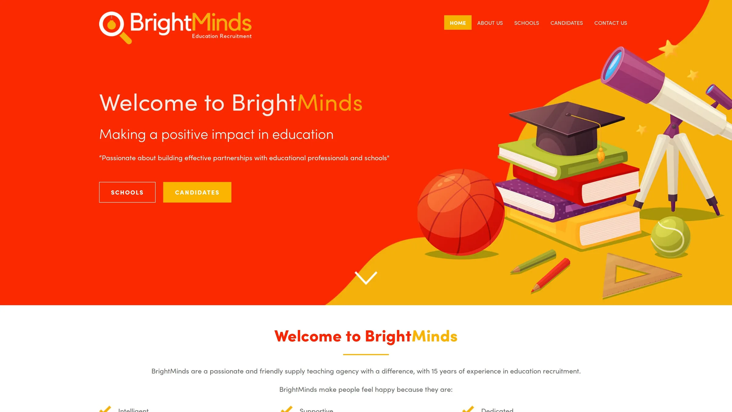 BrightMinds website before