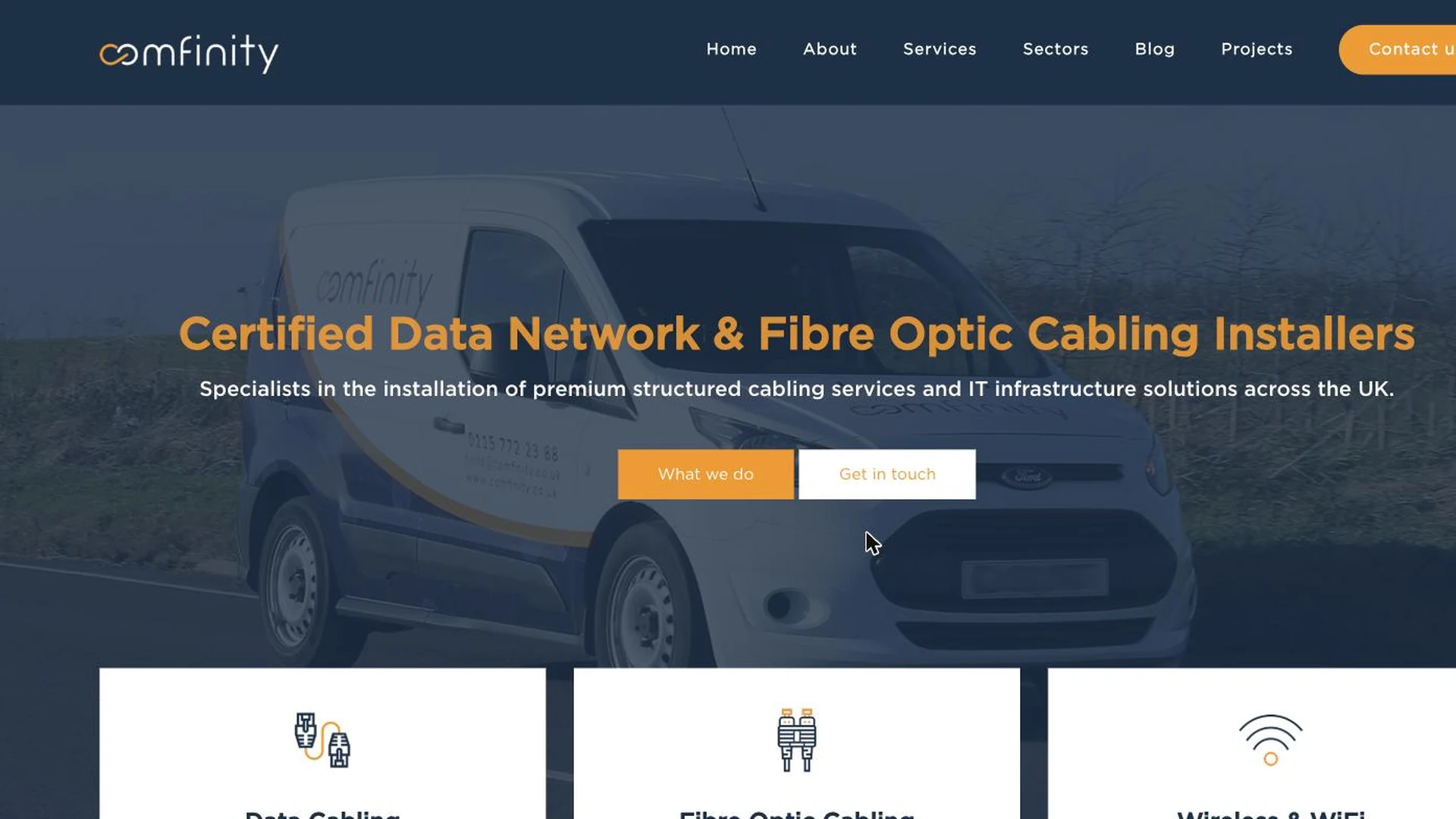 Comfinity website before