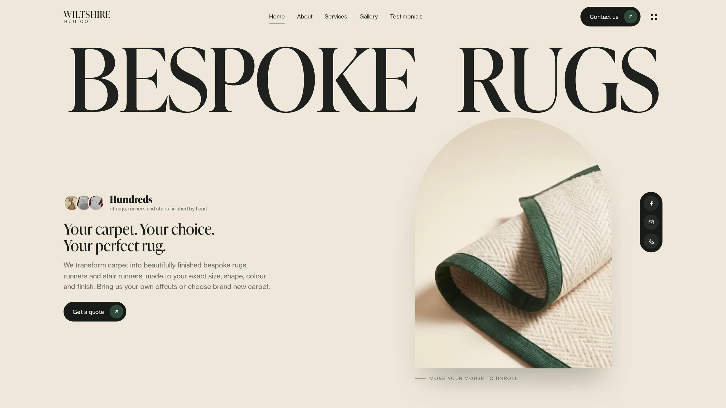 Wiltshire Rugs website after