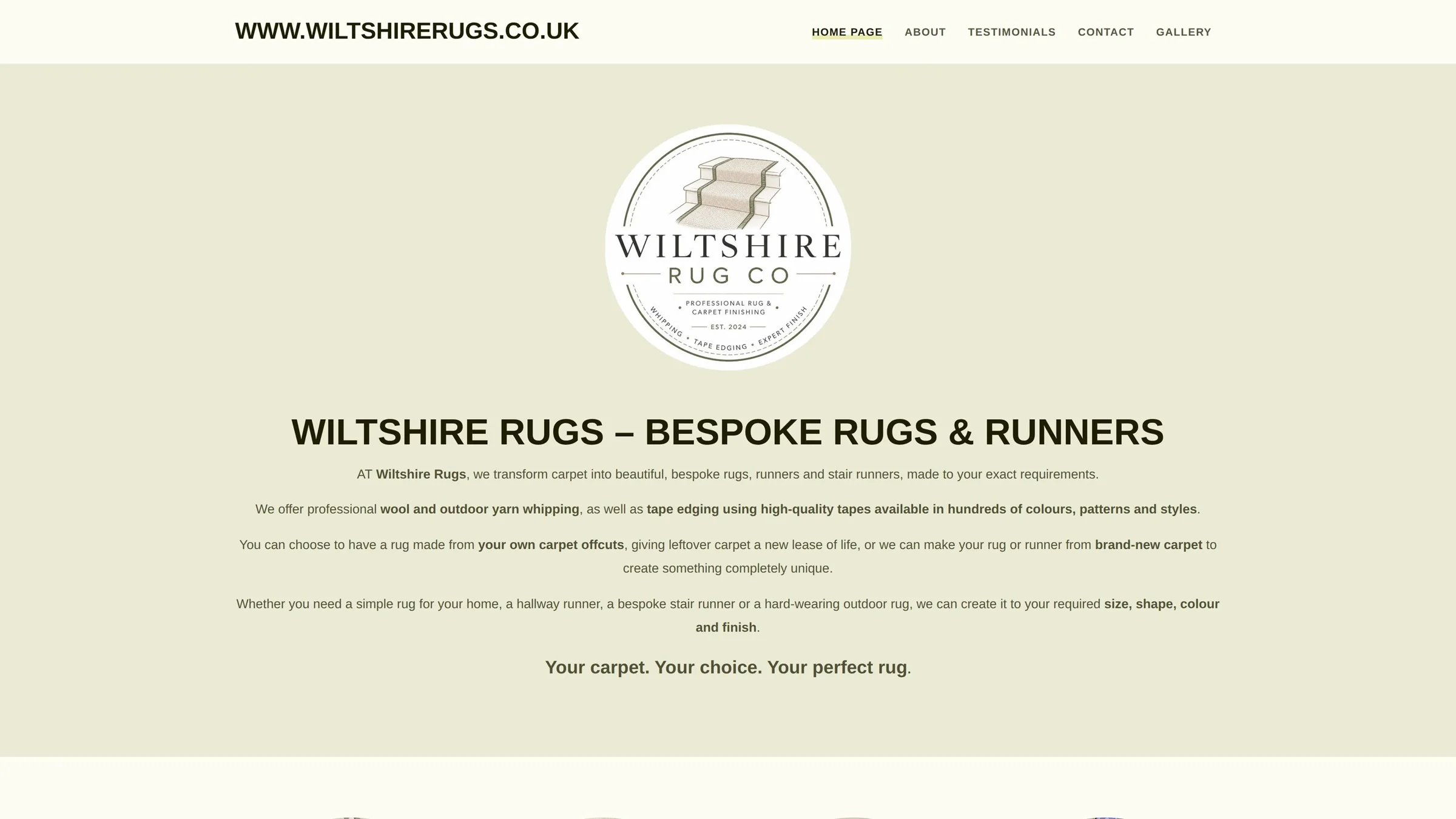 Wiltshire Rugs website before