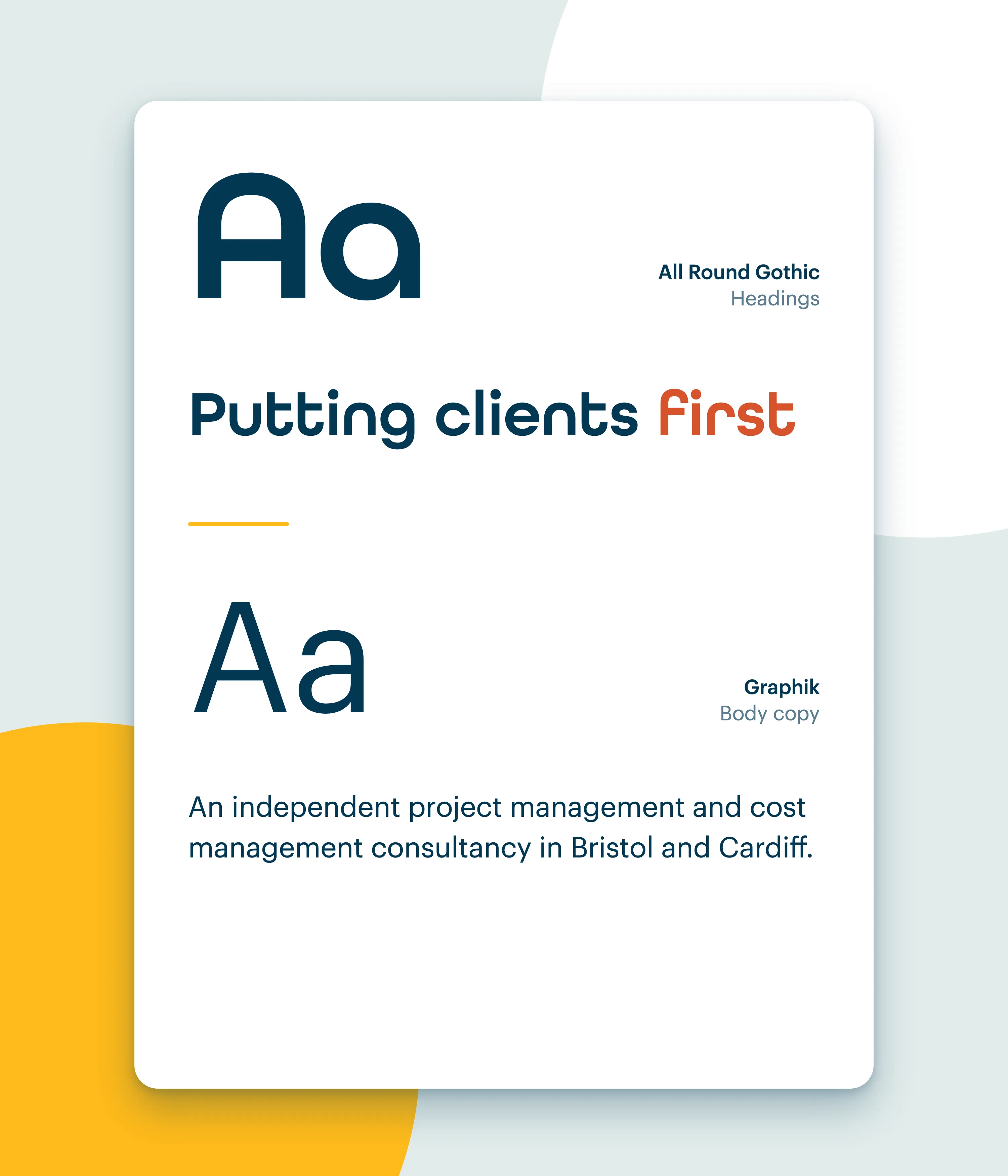 All Round Gothic for headings and Graphik for body copy