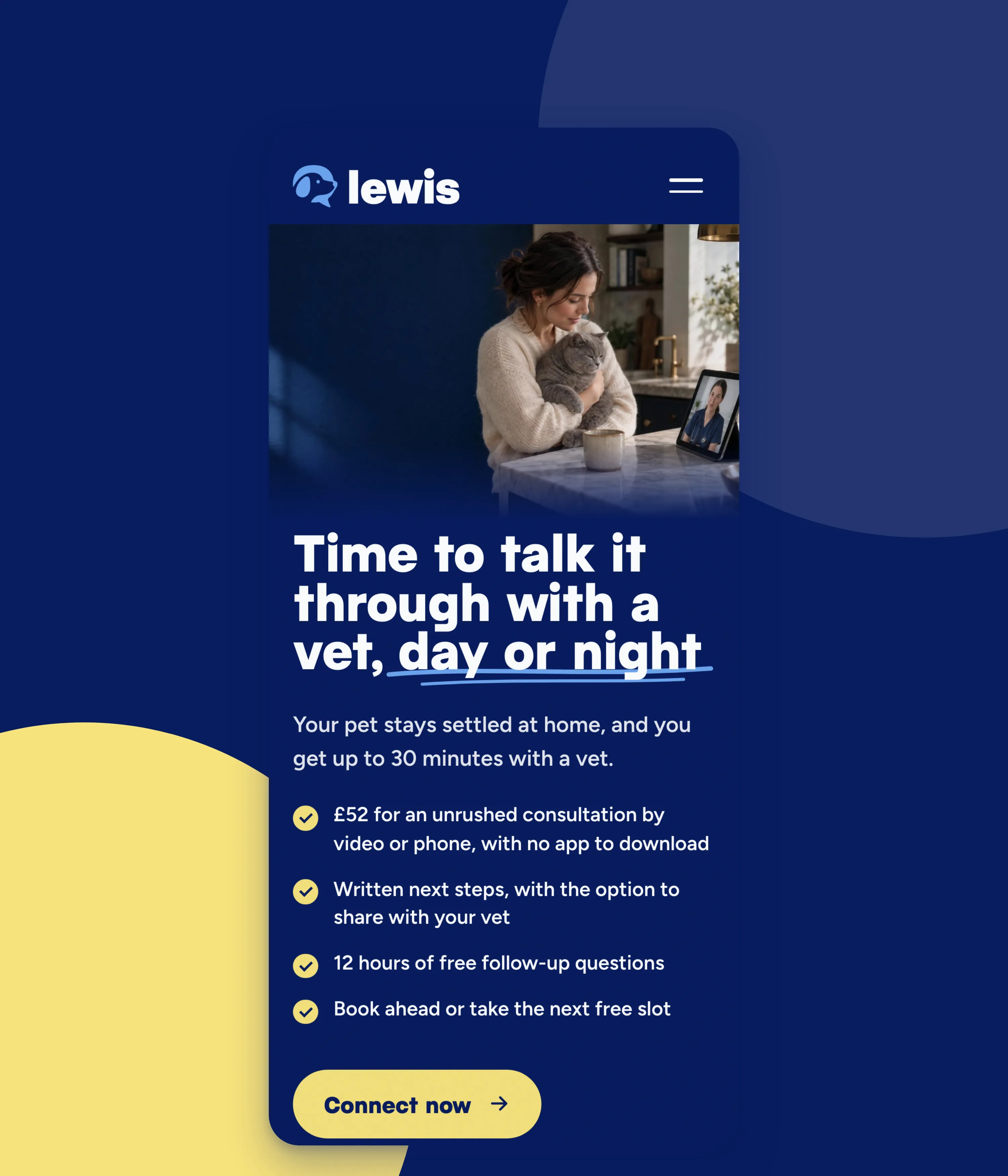 The Lewis homepage on a phone