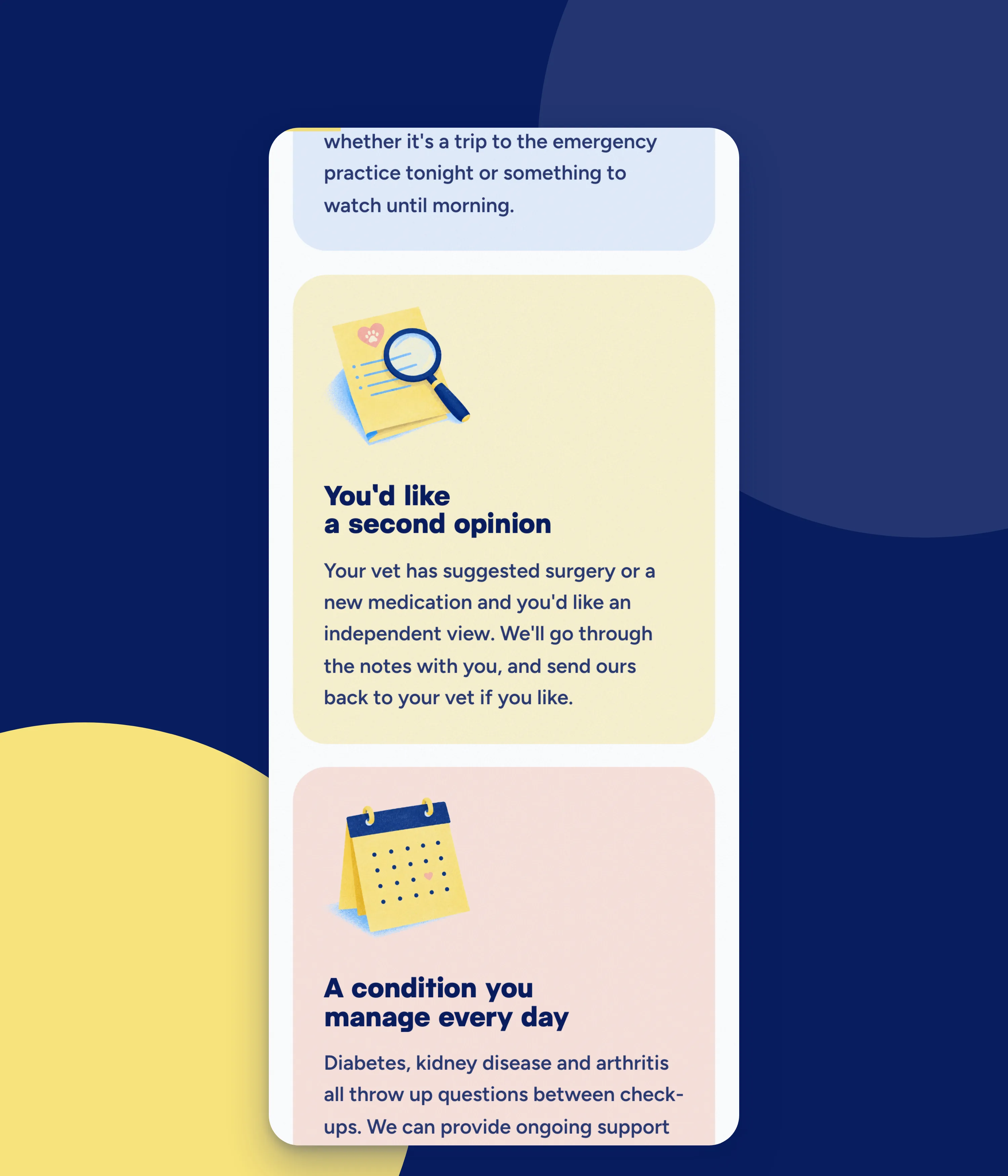 Reasons to book a consultation, on a phone