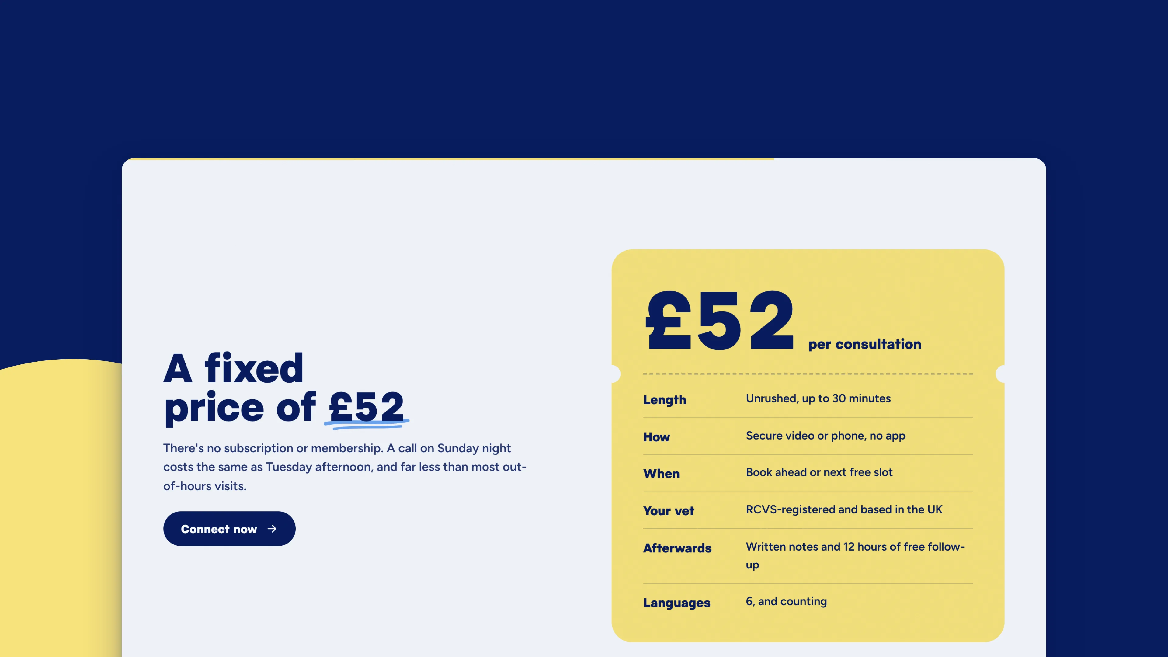 The fixed price section on the homepage