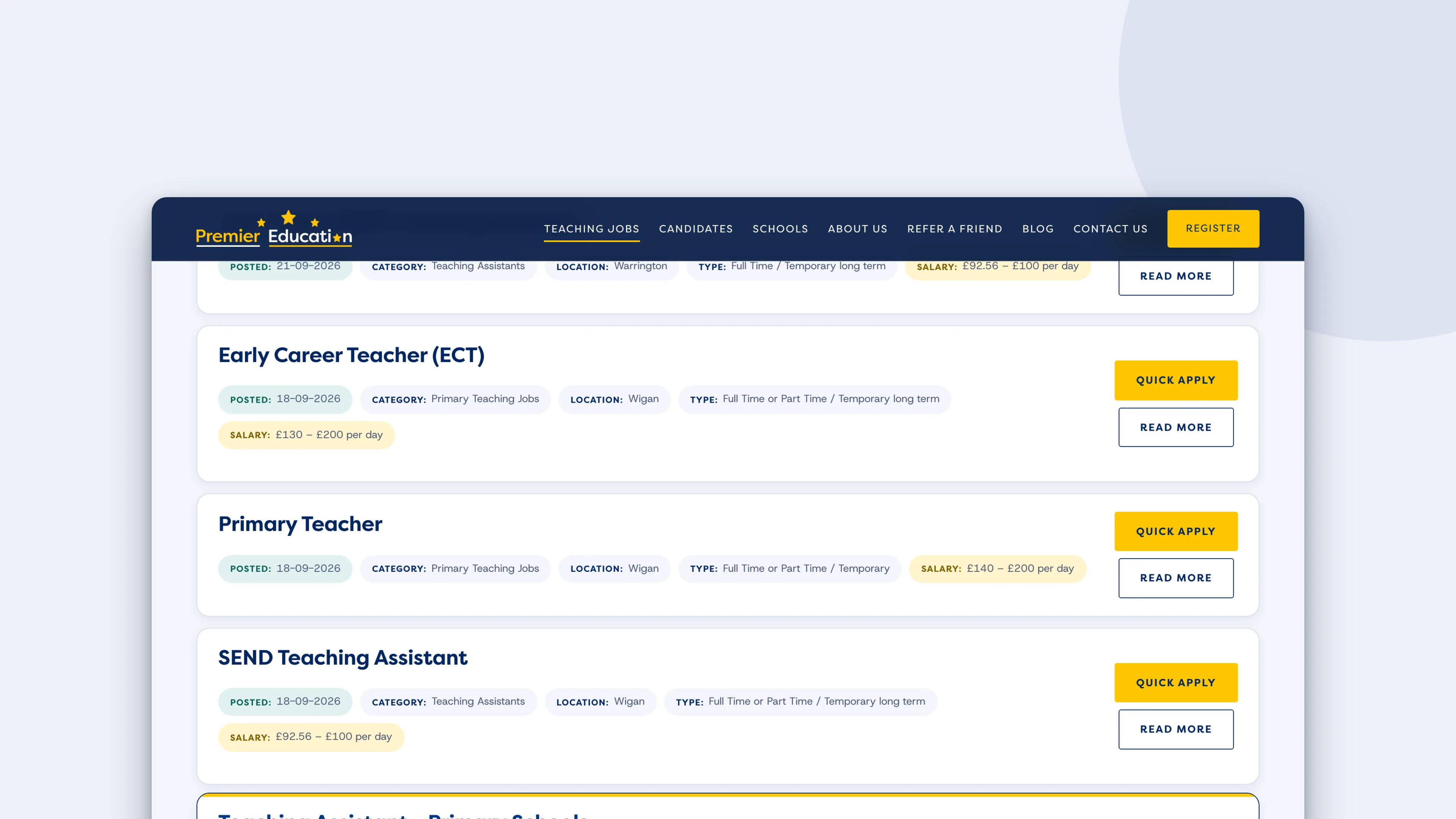 Live vacancies with pay, location and quick apply